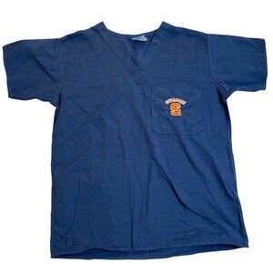 Syracuse Logo Mens Medical Scrub XS Top Navy Blue Gel V-Neck